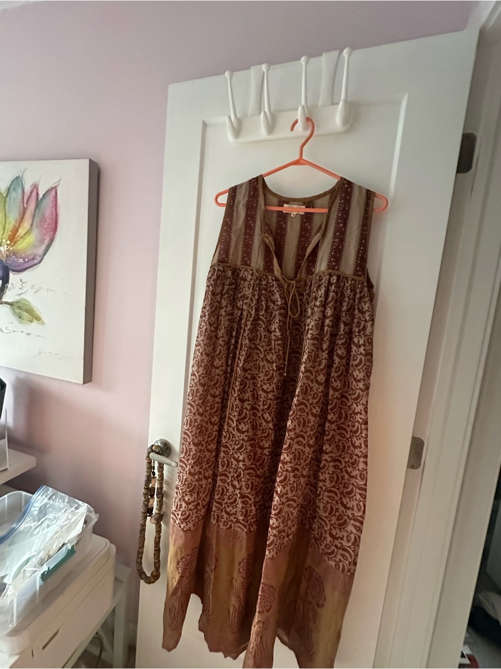 Daughters of India Brown and Tan Striped Bohemian maxi dress